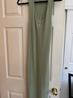 Pink Lily Light Sage Ribbed Tank Maxi Dress